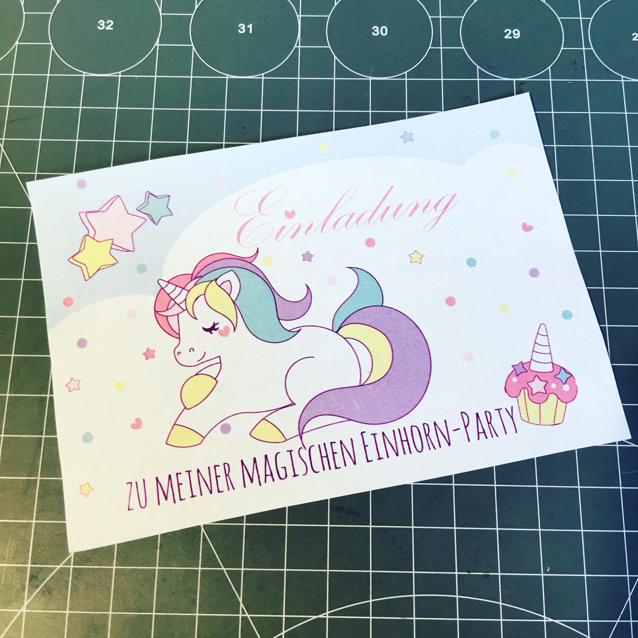Einladungskarte Einhorn-Party